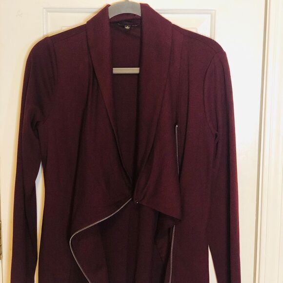 Cupio Women's Burgundy Full Zipper Long Sleeves Sweater Size Small - Picture 7 of 8